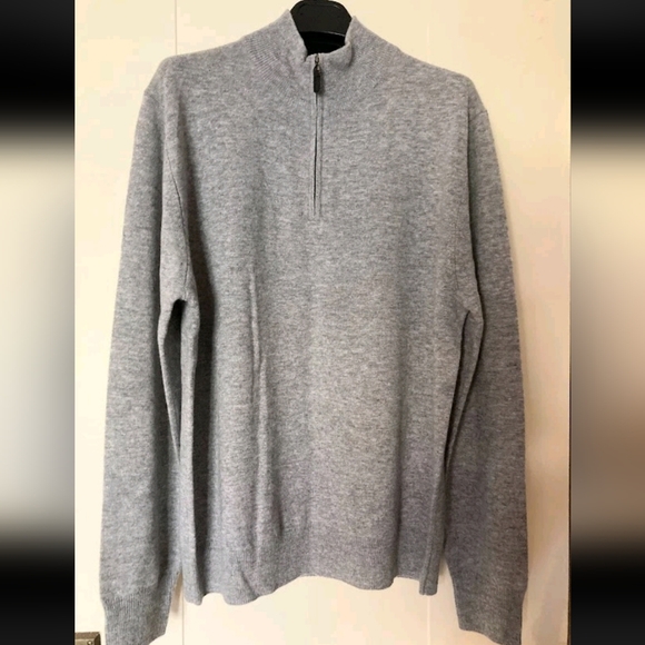 Magaschoni Cashmere Men's Gray Quarter-Zip Sweater, Sz S - Picture 2 of 2